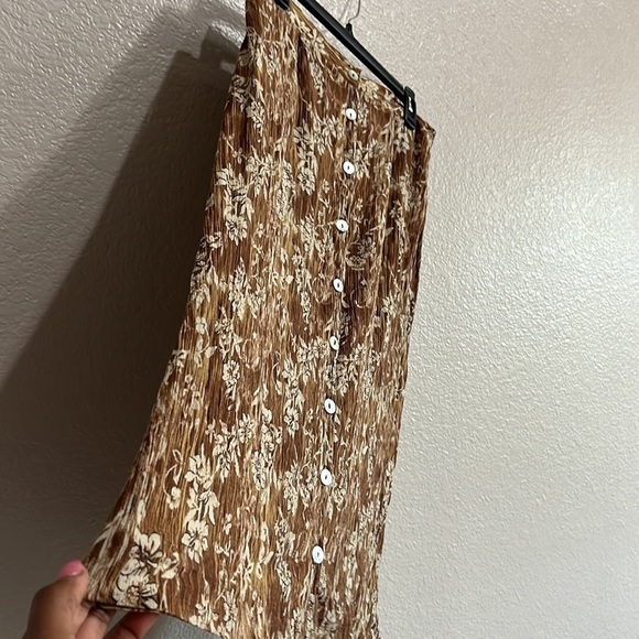 Vintage Worthington Brown Button Down Front Floral Print skirt Size Large - Picture 7 of 9